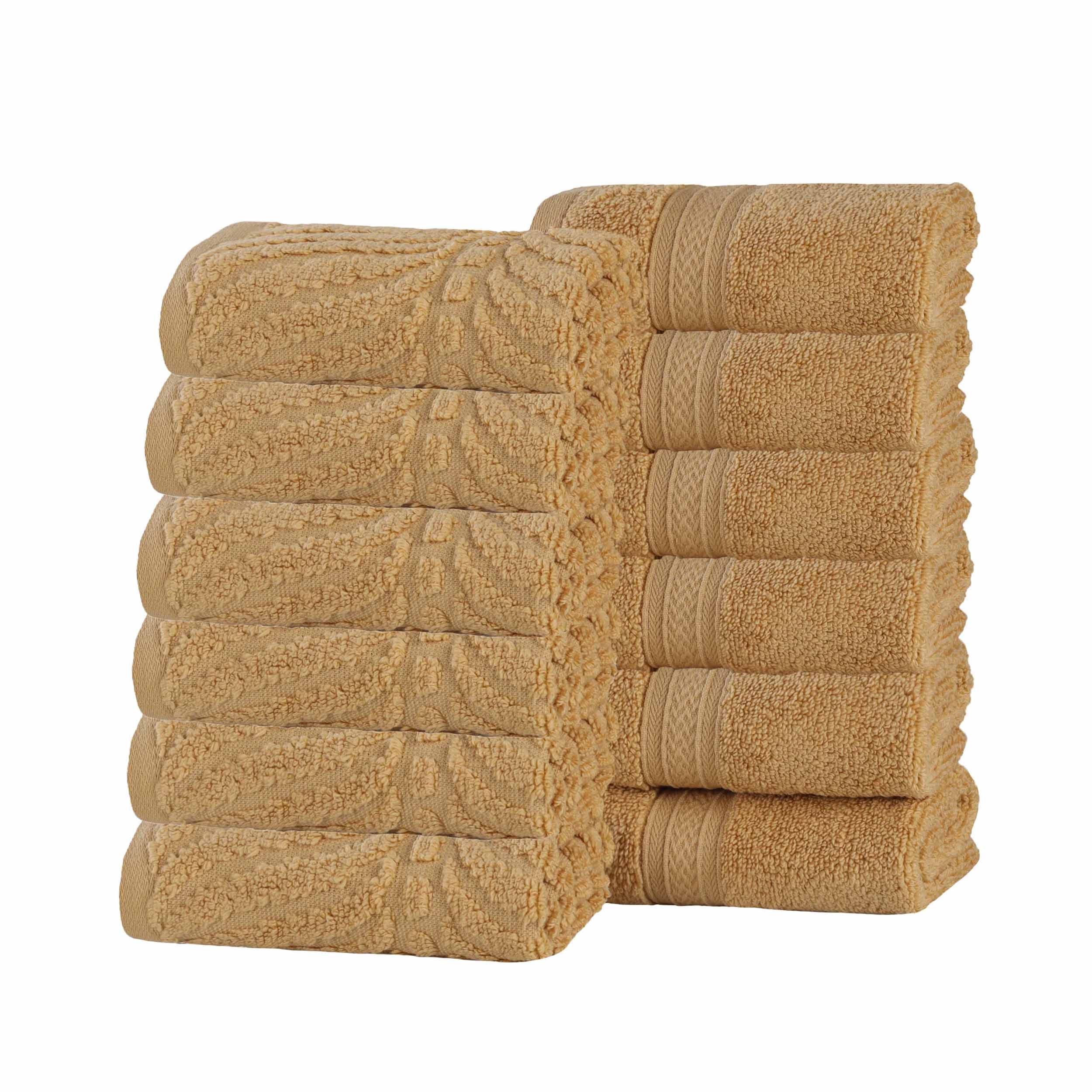 Premium Zero Twist Cotton Jacquard Chevron Face Towels - Set of 12 | Ultra Soft Bath & Hand Towels for Spa, Guest Bathroom & Luxury Home Decor
