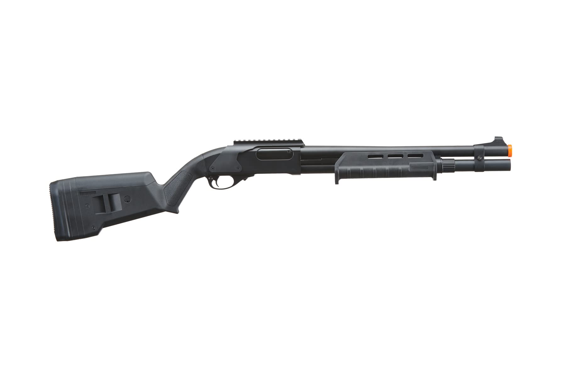 Golden Ball & Eagle M870 MP MLOCK Style 3/6-Shot Pump Action 350 FPS Gas Airsoft Shotgun - Black with Holder | Tactical Airsoft Game & Training | Outdoor Shooting & Target Practice