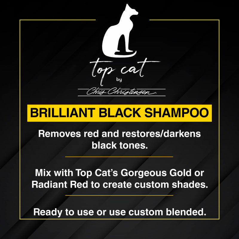 Top Cat Brilliant Black Shampoo for Cats - Restores Shine & Color (3 Sizes: 8oz, 16oz, 32oz) | Perfect for Black Coated Cats & Show Grooming