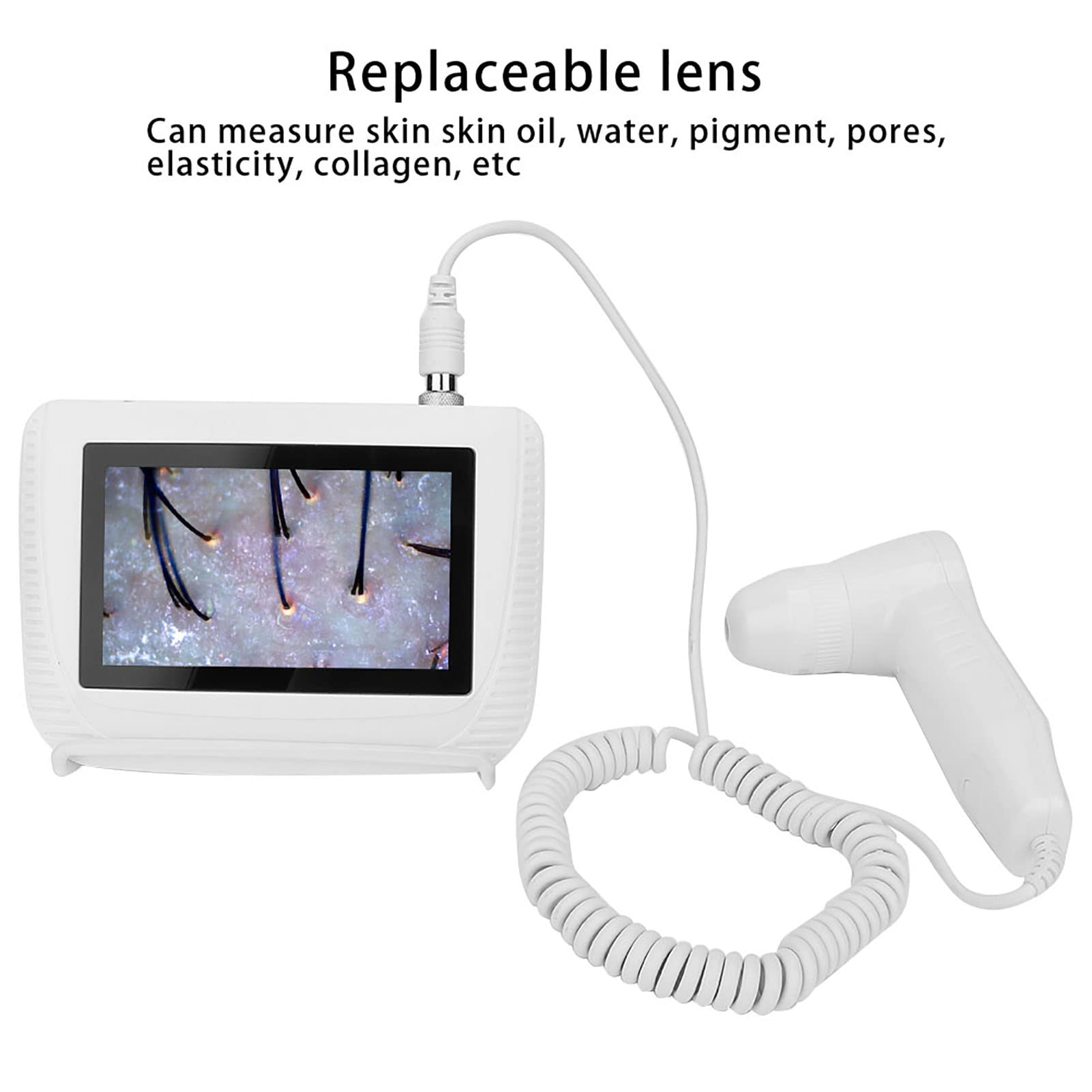 ASixxSix 5-Inch LCD Digital Skin & Hair Analyzer - Rechargeable Facial Skin Oil & Follicle Magnifier Tester for Home Salon & Professional Use | Perfect for Skincare Diagnosis, Hair Analysis & Beauty Treatments