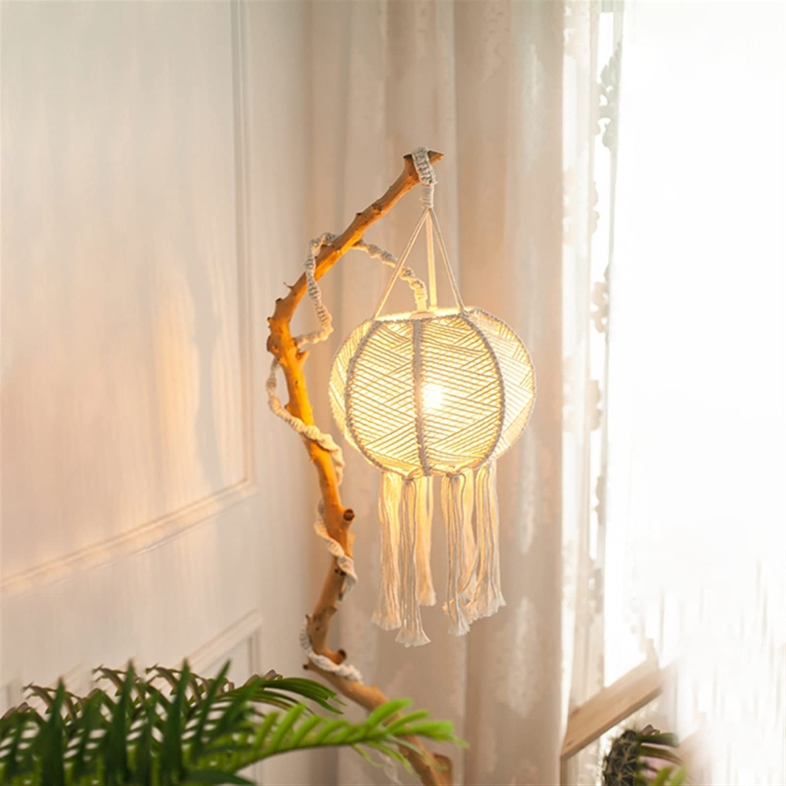 Hand-Woven Rattan Lampshade - Elegant Bohemian Hanging Pendant Light Cover for Bedroom, Living Room & Patio - Natural Woven Home Decor Lighting Fixture | Perfect for Boho, Farmhouse & Coastal Style Interiors