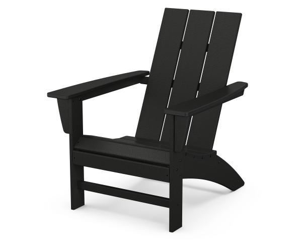 Premium Polywood Black Modern Adirondack Chair - Durable Outdoor Furniture for Patio, Garden & Poolside Relaxation