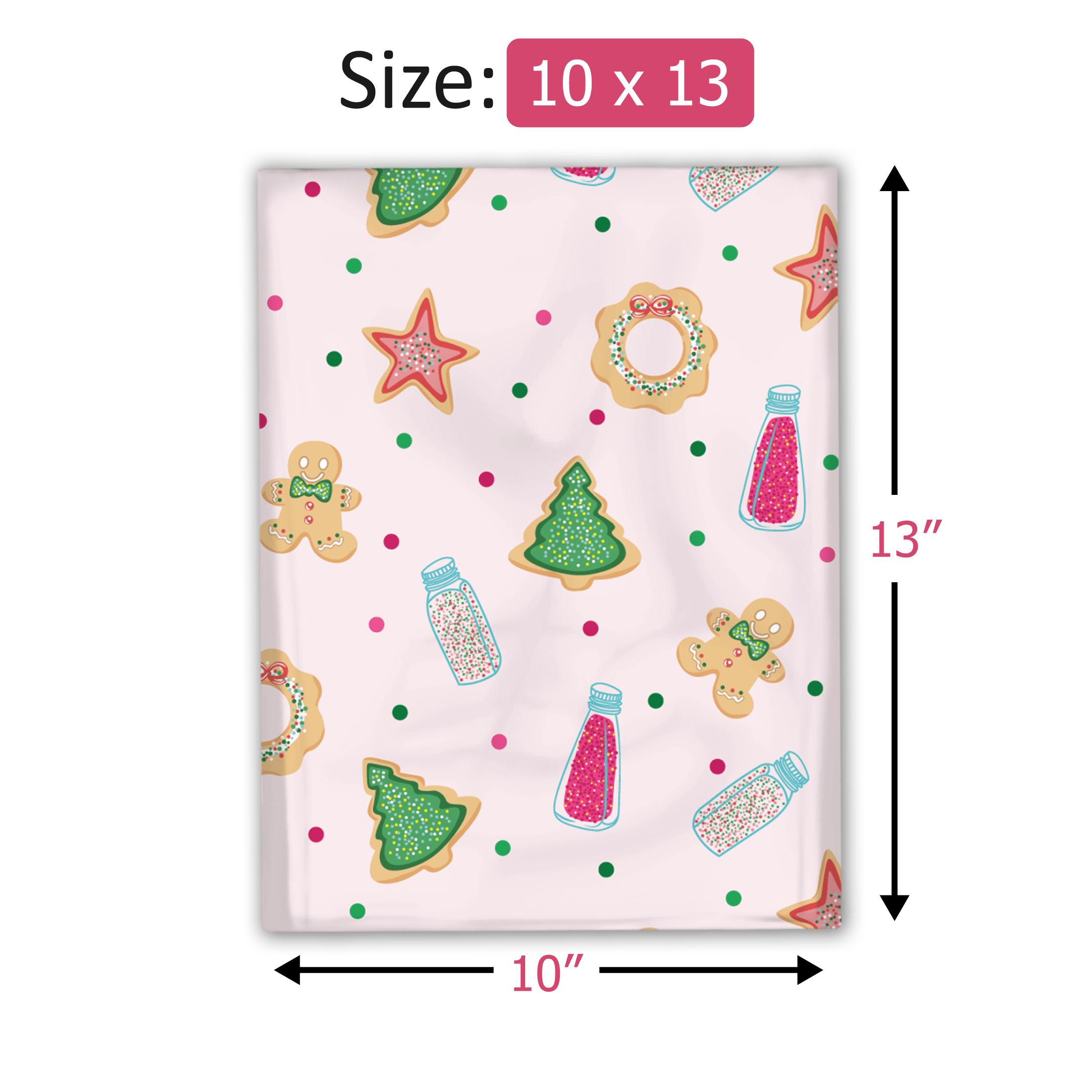 10x13 Christmas Cookie Designer Poly Mailers - Premium Printed Shipping Envelopes for Holiday Cookies, Gifts & Small Business Packaging (Great for Etsy, Amazon & Online Stores)