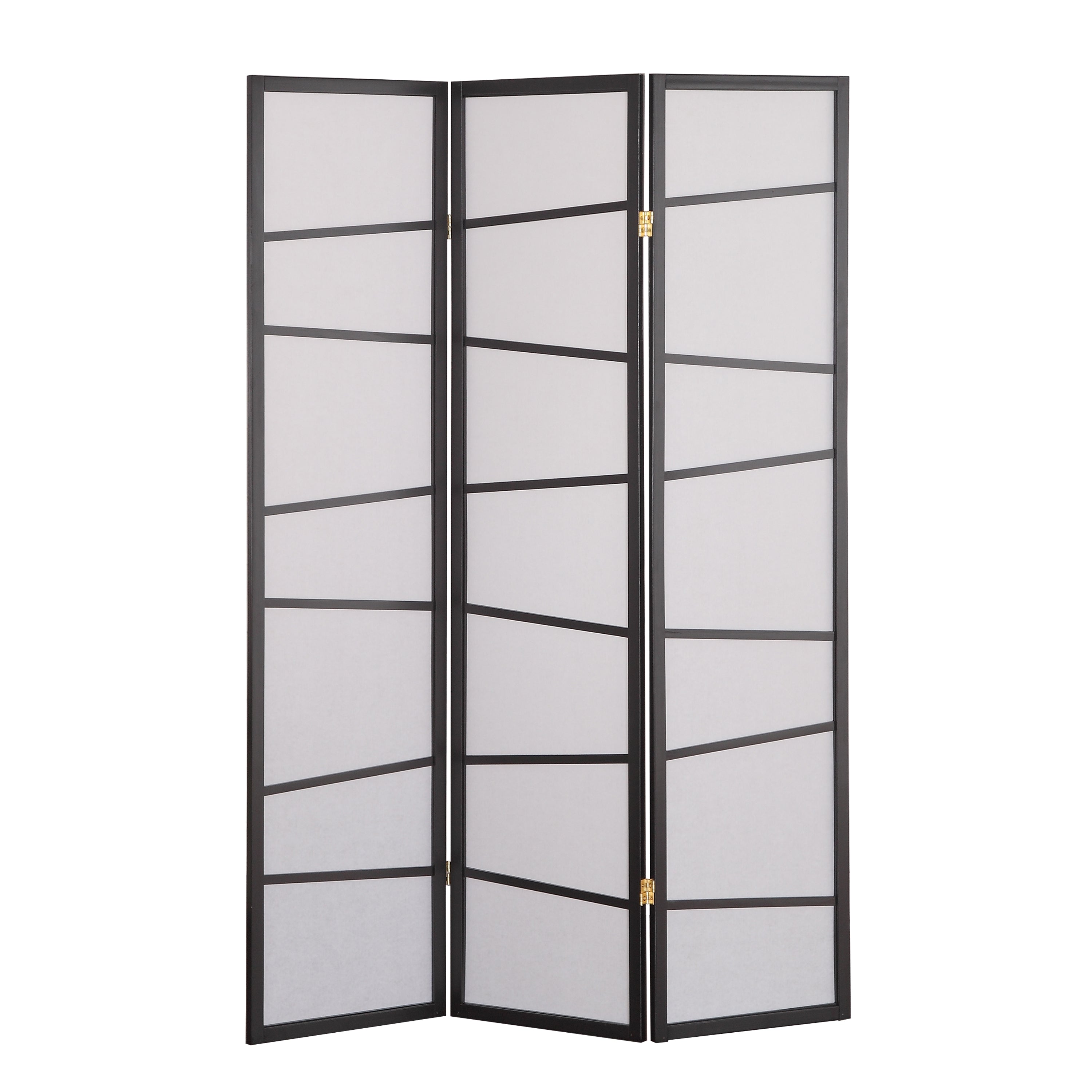 Roundhill Furniture 3-Panel Room Divider Screen - Black Folding Privacy Partition for Home, Office & Studio Decor | Space Separator for Bedroom, Living Room & Workspace