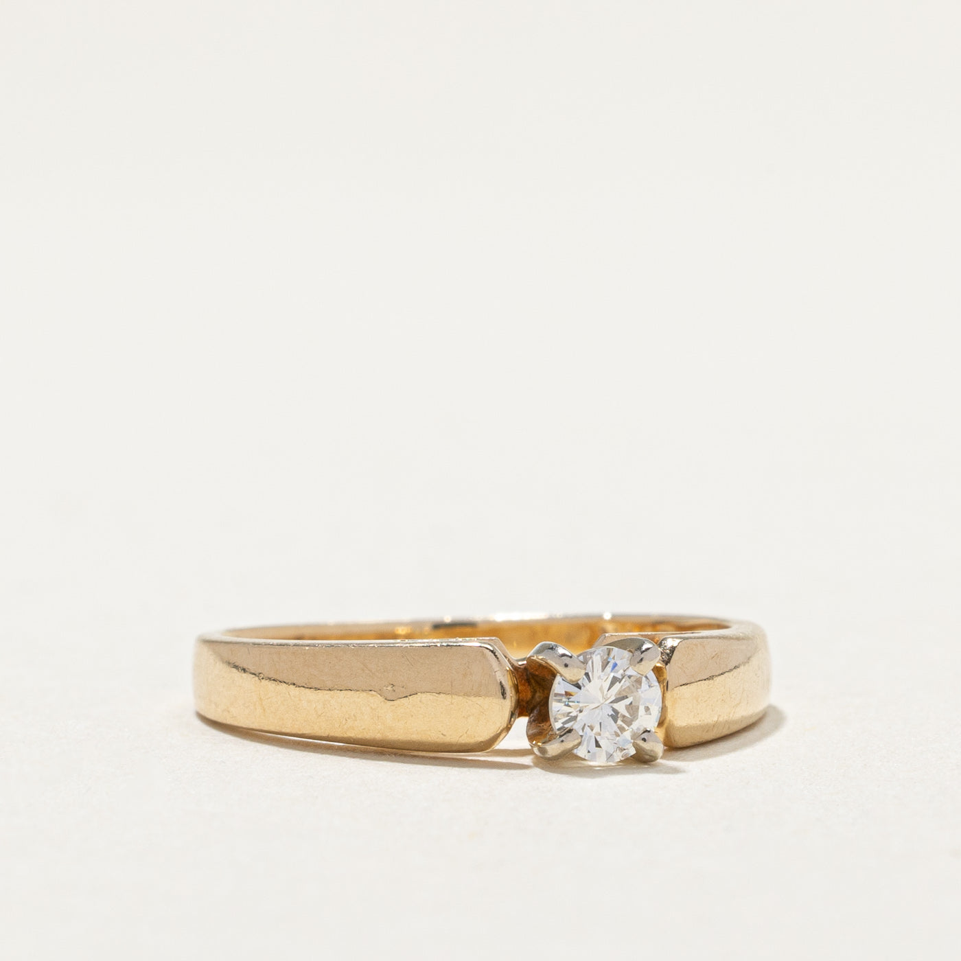 14K Gold Solitaire Diamond Ring - 0.18 Carat Round Cut Diamond Engagement Ring - Size 6.25 - Perfect for Proposals, Anniversaries & Special Occasions