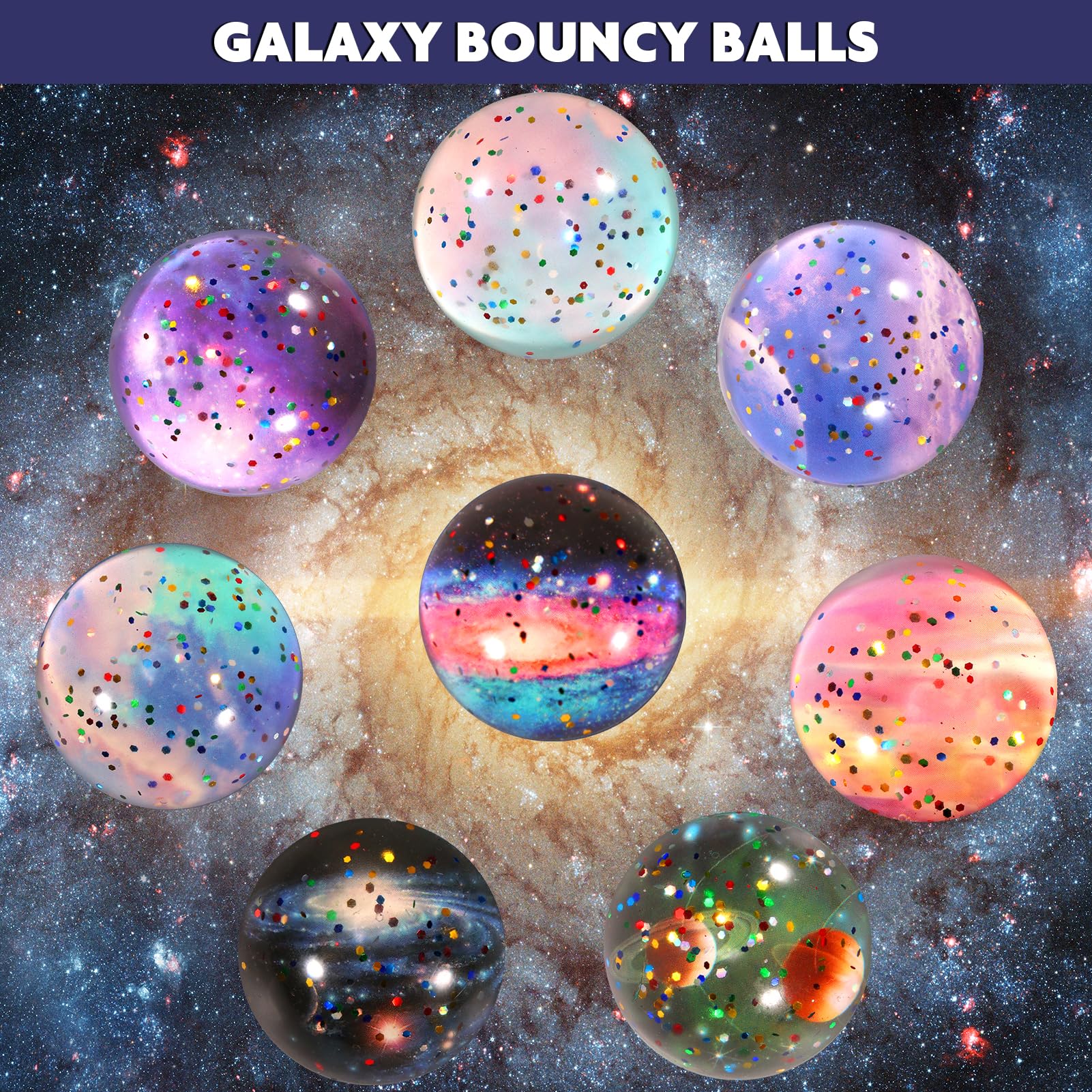 16PCS Solar System Toys for Kids - 45mm Galaxy Bouncy Balls & Space Flashcards | STEM Educational Party Favors, Classroom Learning & Birthday Gifts | Explore Planets & Stars for Science Projects & Space-Themed Decor