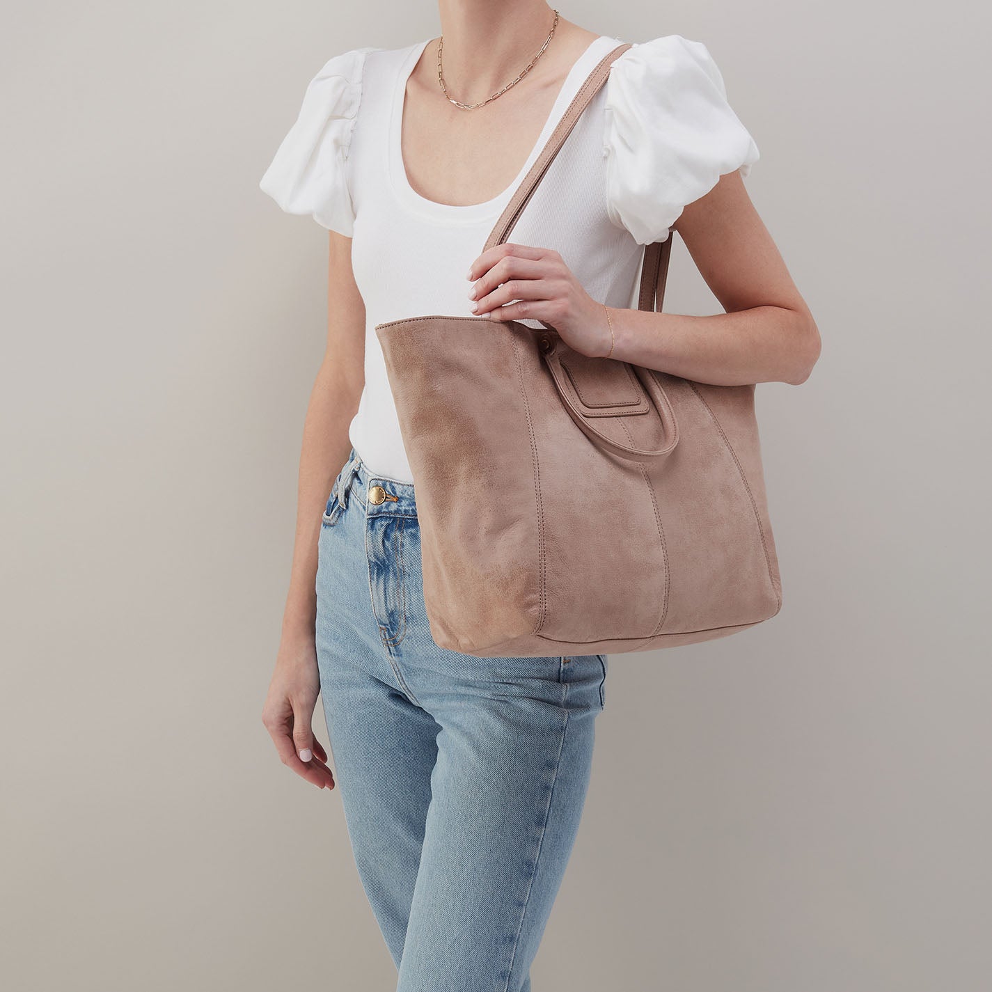 Sheila East West Tote Bag in Premium Buffed Leather - Hazel Brown | Stylish Women's Handbag for Work, Travel & Everyday Use