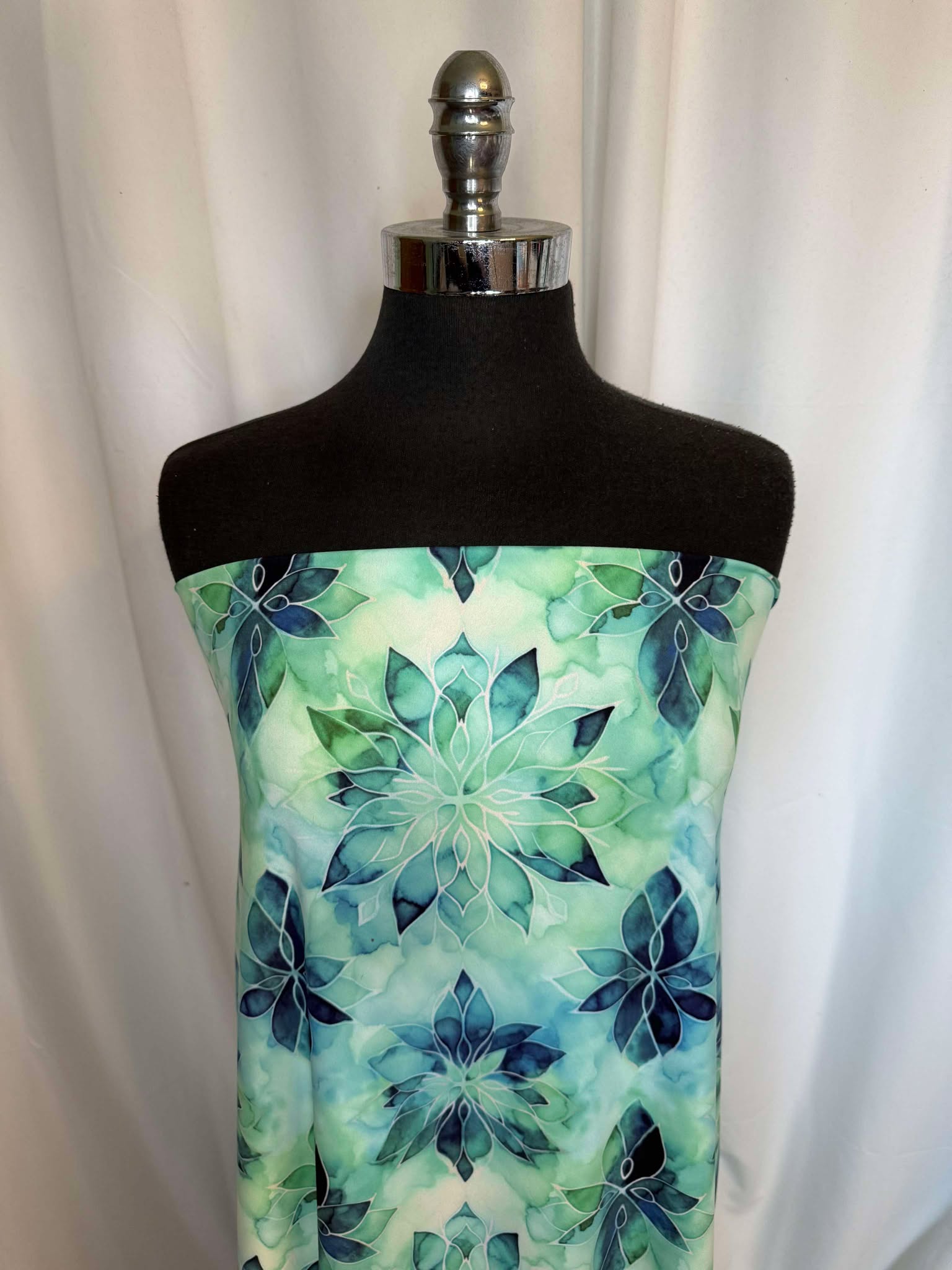 Aqua Blossom Performance Fabric - 2 Yard Cut - Soft Peached Face for Comfortable Apparel & Home Decor