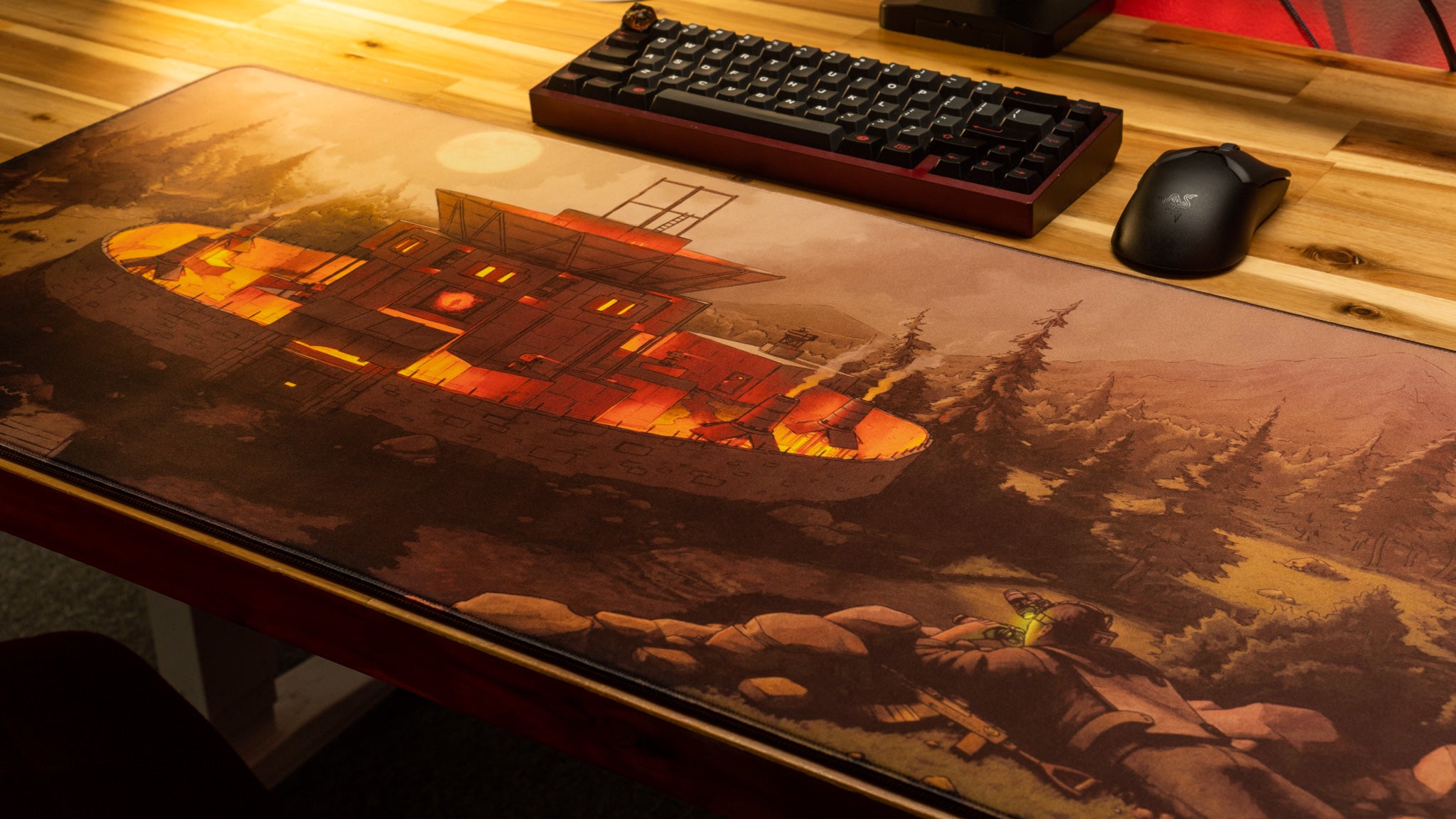 AloneinTokyo Nightfall Rust Limited Edition Gaming Desk Mat - Content Creator Collaboration Mouse Pad for PC & Console Gamers - Perfect for Esports, Streaming & Office Work