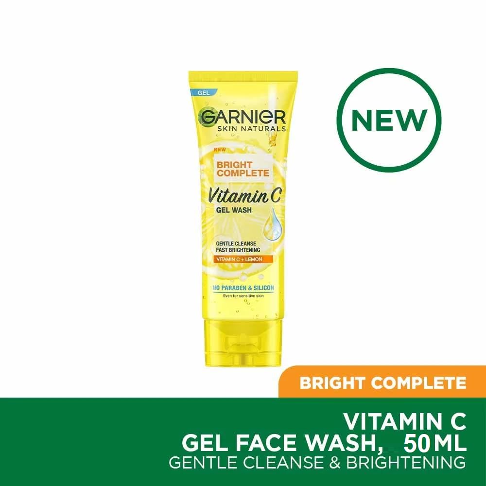 Garnier Bright Complete Vitamin C Skincare Set - Night Cream (18g), Face Serum (7ml), Gel Face Wash (50g) | Brightening, Anti-Aging | Perfect for Nighttime Routine & Glowing Skin