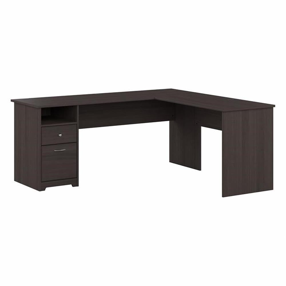 Bush Furniture L Shaped Desk with Drawers - Executive & Home Office Corner Computer Desk | Cabot Collection Storage Table with Chrome Hardware | 72W x 23D x 42H | Perfect for Small Spaces, Gaming Setup & Remote Work