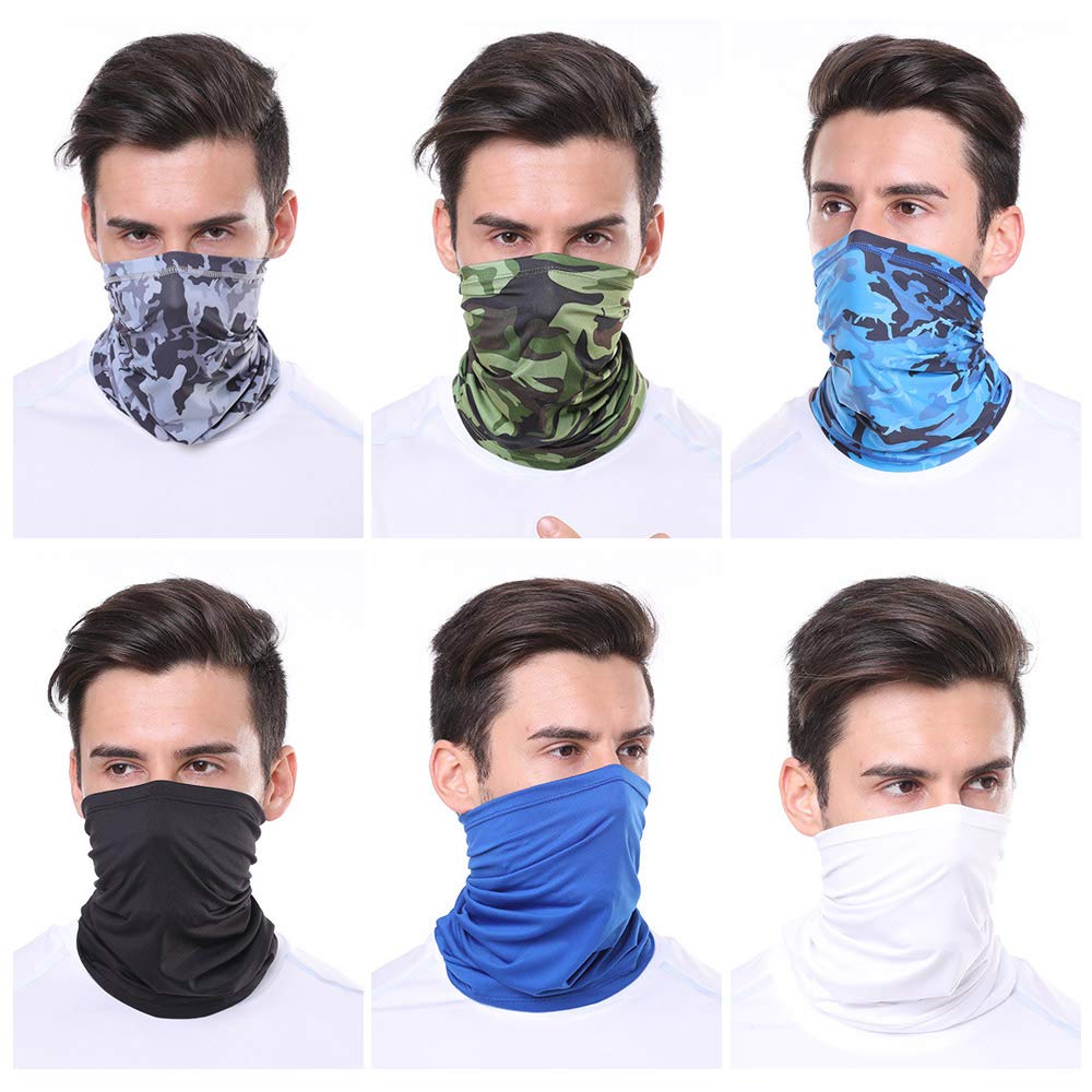 6-Pack UV Protection Face Mask & Neck Gaiter - Breathable, Windproof, Dustproof Sun Shield for Outdoor Activities, Cycling, Hiking, Running & Travel