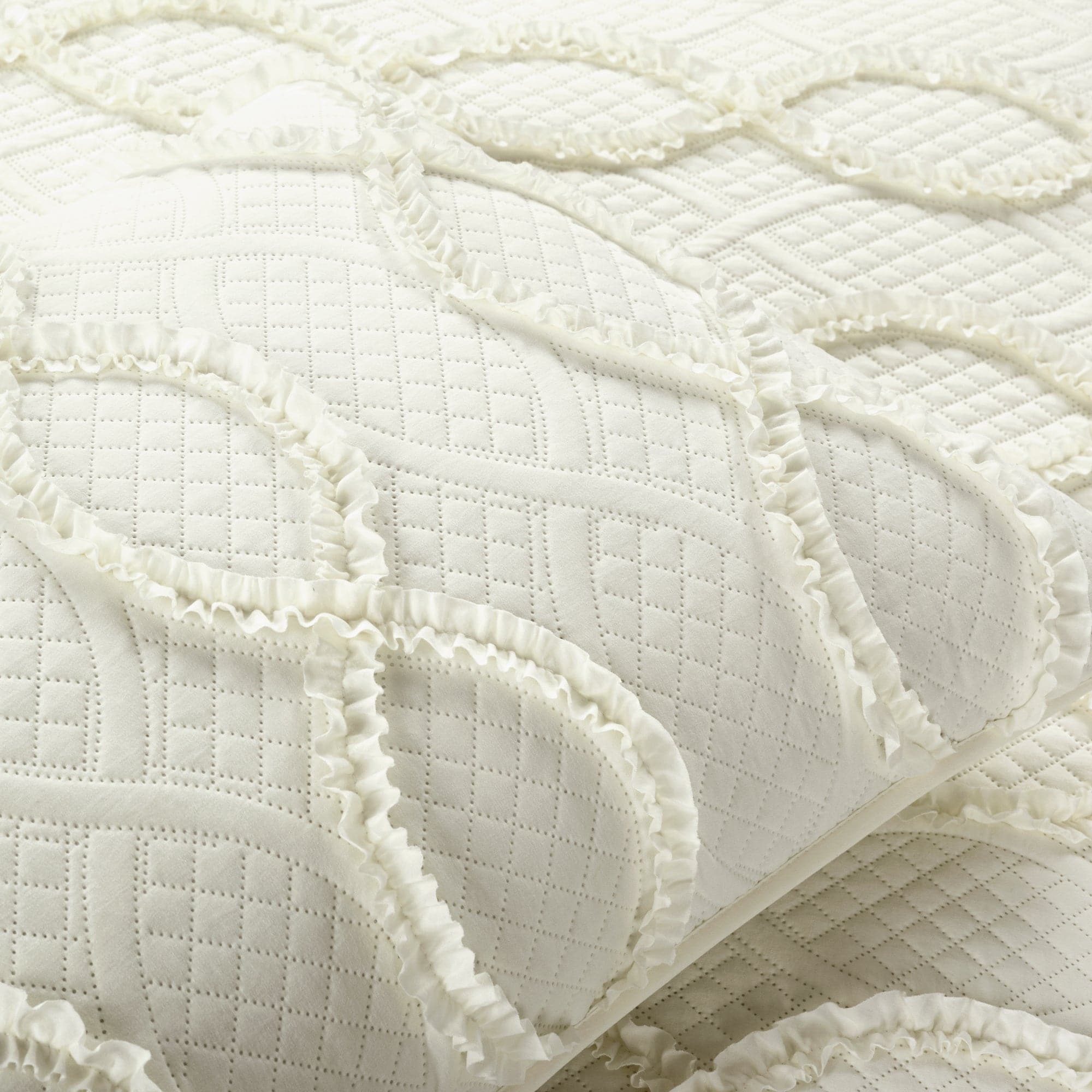 Avon Textured Ruffle Quilt 3-Piece Bedding Set - Soft & Stylish Comforter, Pillow Shams & Bed Skirt for Cozy Bedroom Decor