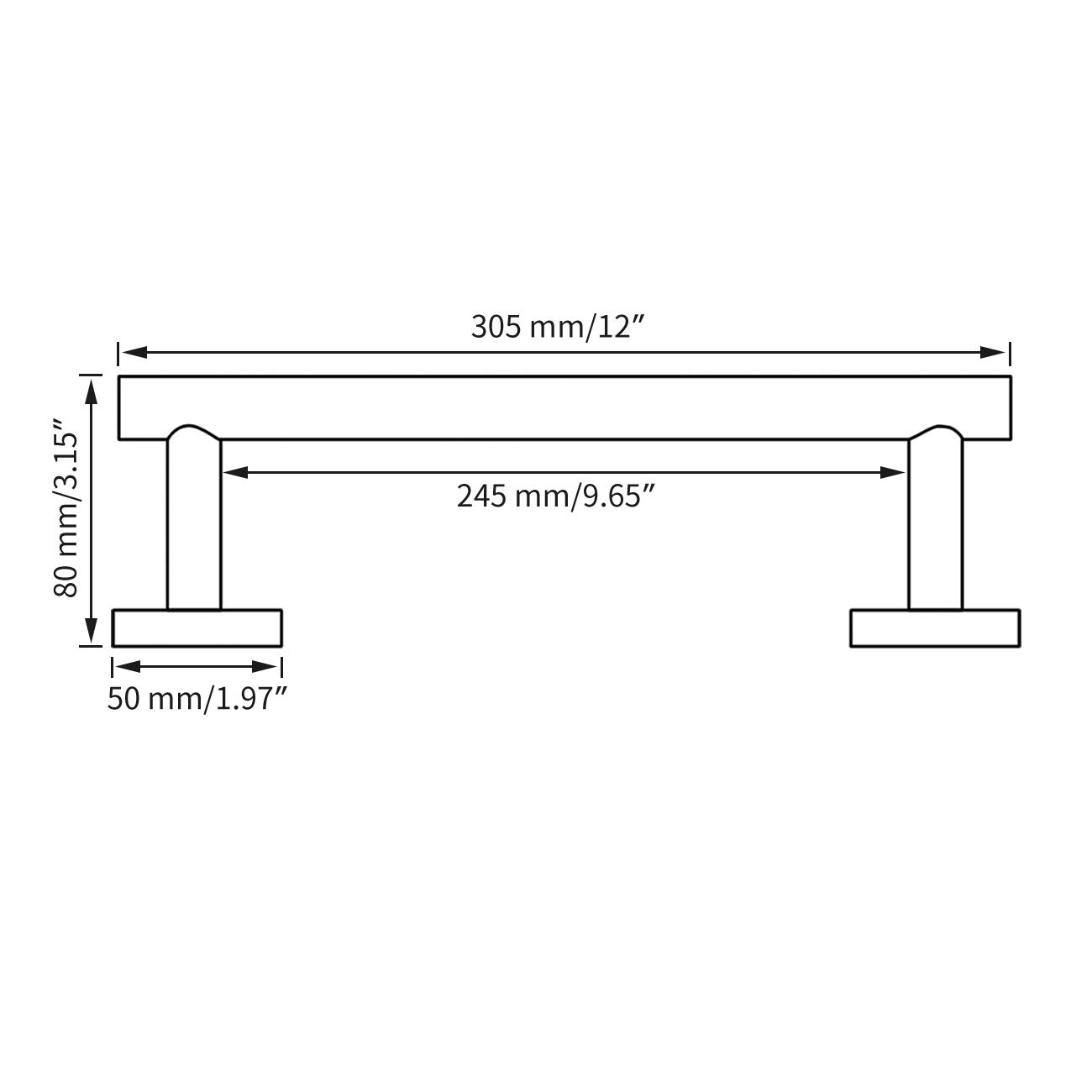 12 Inch Stainless Steel Bath Towel Bar - Wall Mounted Towel Rack for Bathroom & Kitchen with Brushed Finish (A100L30-BN) - Perfect for Hanging Hand Towels, Dish Towels and Washcloths