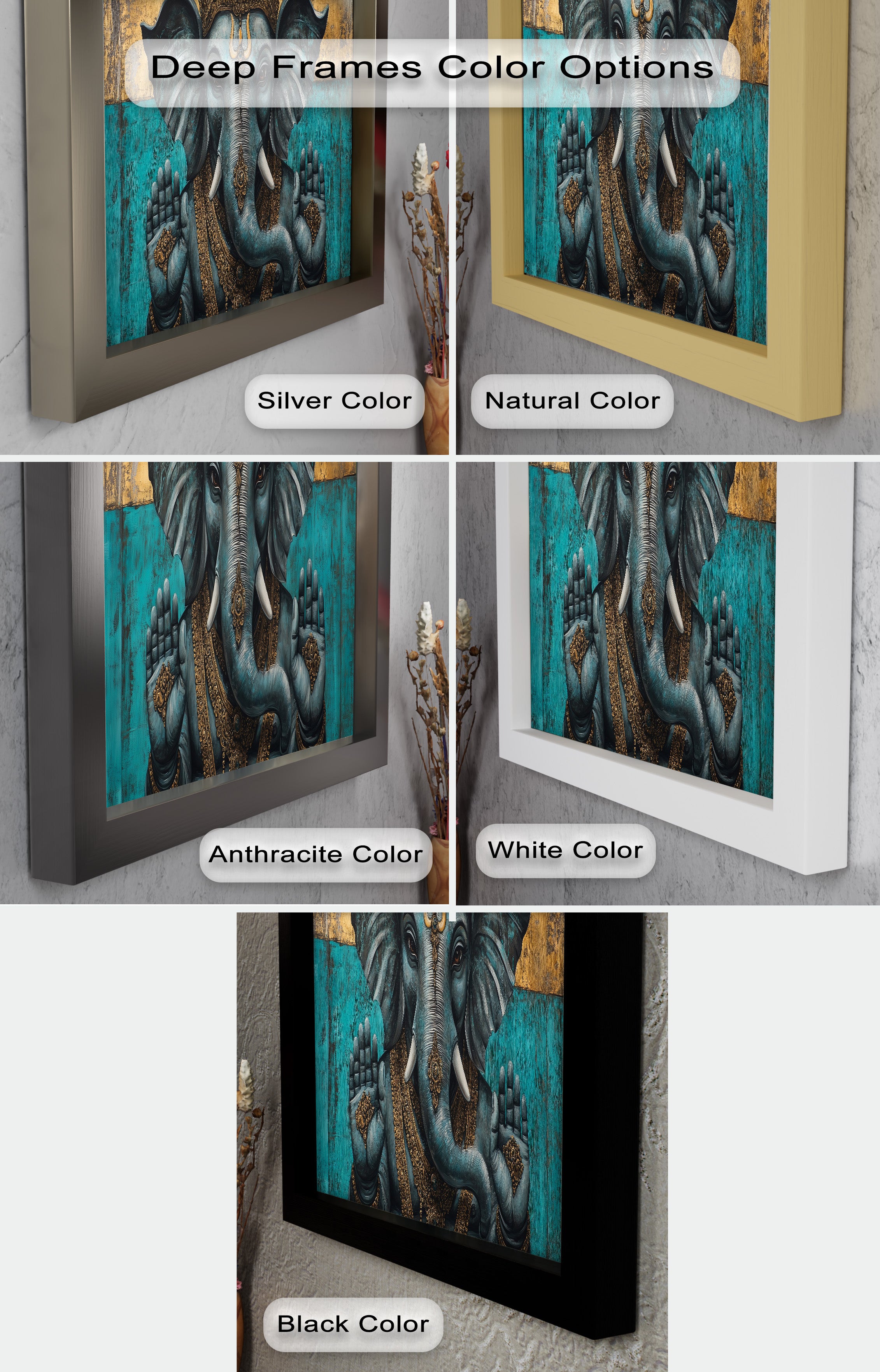 Blue Ganesha Wall Art - Handmade Religious Oil Painting for Home Decor & Spiritual Meditation | Perfect for Living Room, Bedroom, or Prayer Space