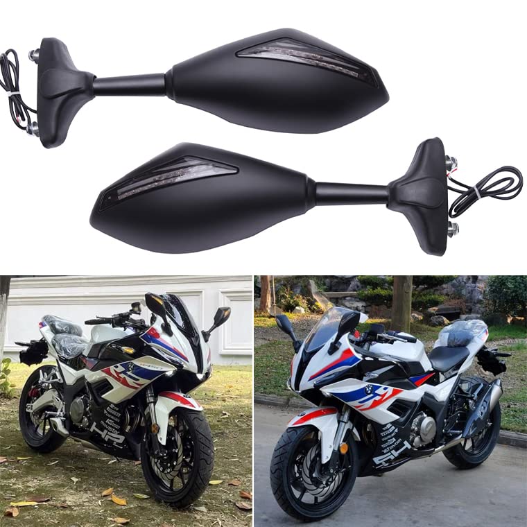 GSXR 600 750 1000 Hayabusa Motorcycle LED Turn Signal Mirrors - Universal Rear View Indicators for Suzuki GSX-R600/750/1000 & Hayabusa - Perfect for Night Riding & Safety Enhancement