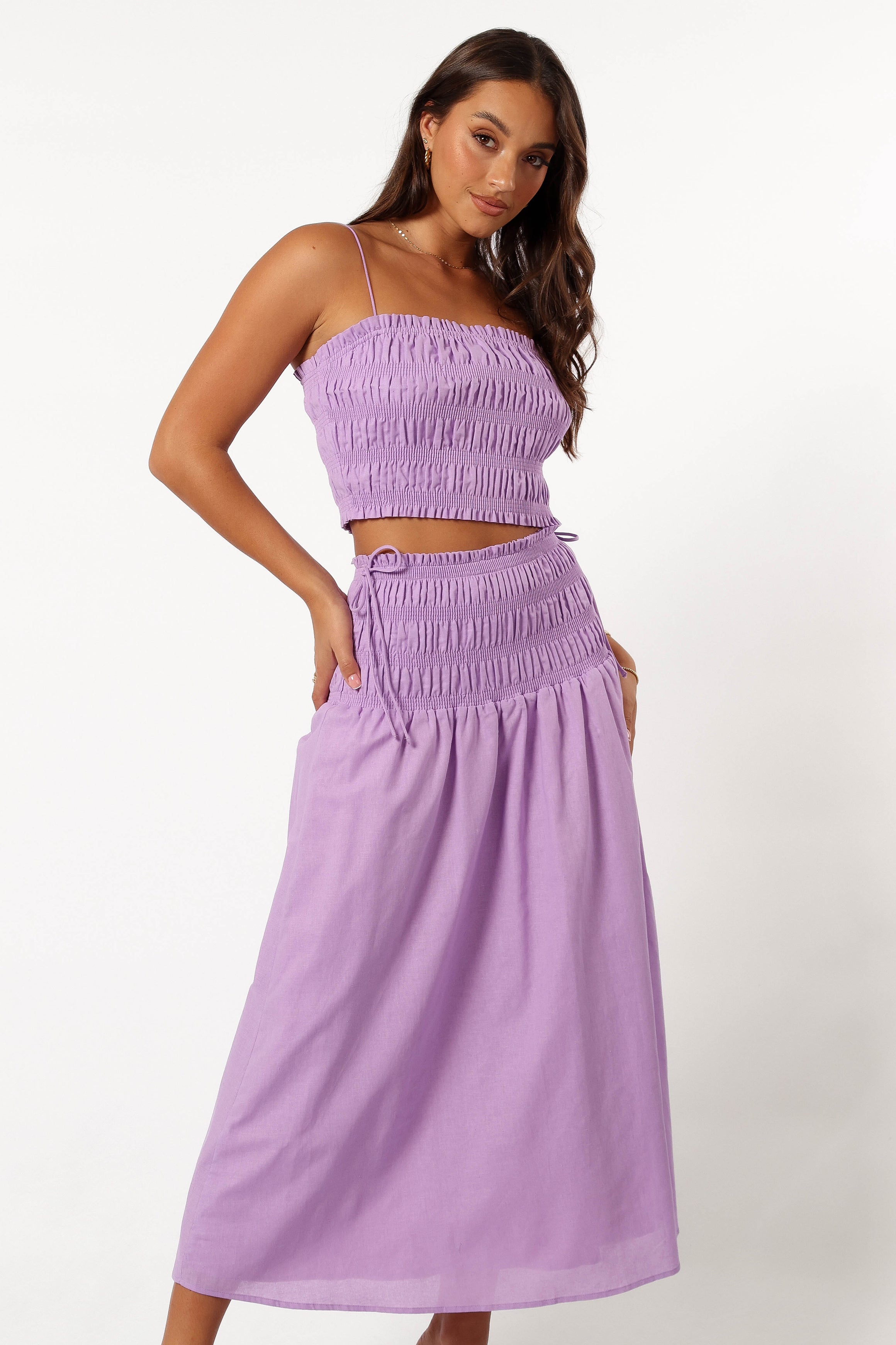 Adine Women's Two Piece Outfit - Lilac Purple Matching Set for Casual Wear, Summer Outfits & Beach Vacations