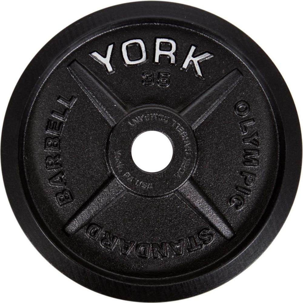 York Barbell Legacy Precision Milled Cast Iron Weight Plates Set - Gym & Home Workout Equipment for Strength Training & Powerlifting