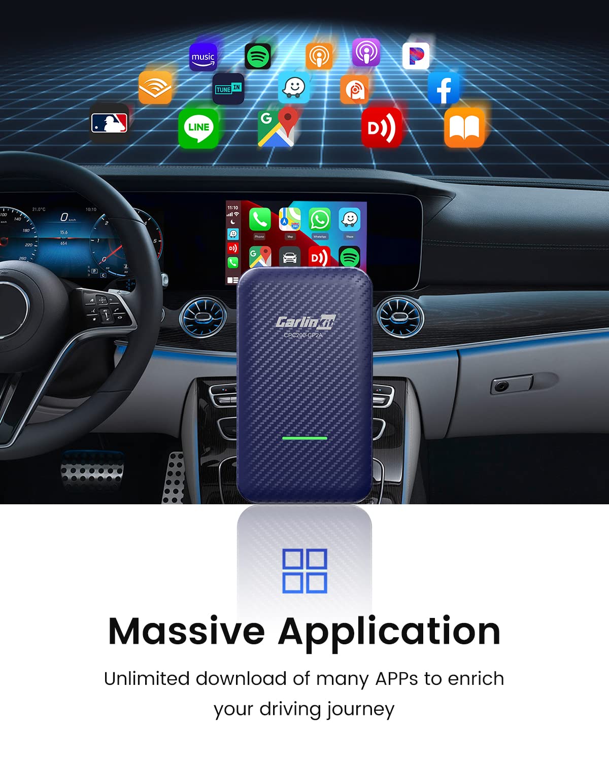 Carlinkit 4.0 Wireless CarPlay & Android Auto Adapter (2025) - Plug & Play 2-in-1 Dongle for All OEM Factory CarPlay Cars - Fast Auto Connection - Perfect for Commuting, Road Trips & Hands-Free Driving
