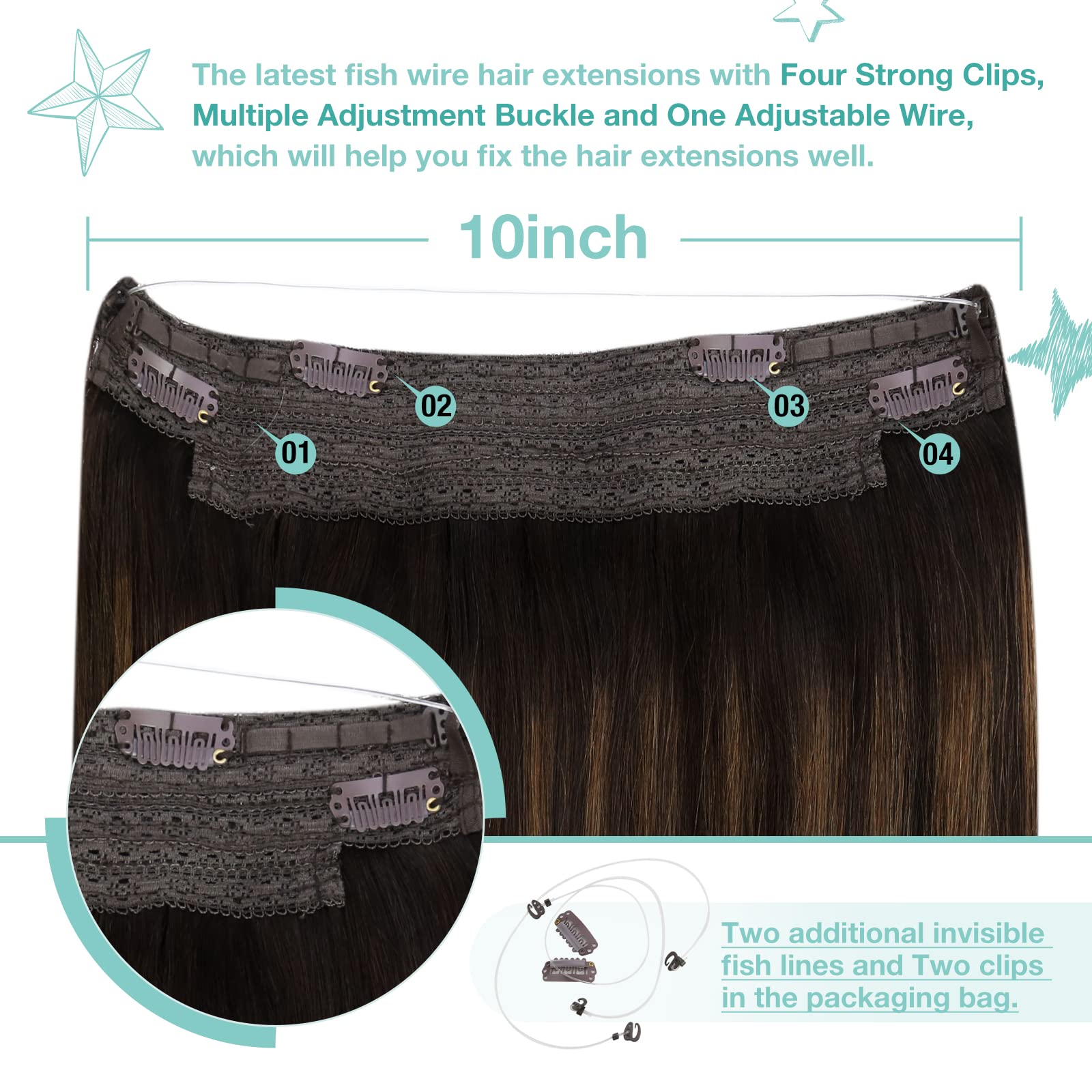 Premium 100% Human Hair Wire Hair Extensions for Women - Clip-In, Heat Resistant, Natural Look for Daily Styling & Special Occasions