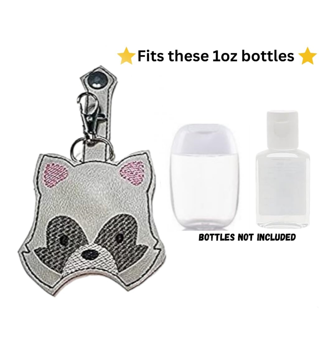 Raccoon Hand Sanitizer Holder Keychain - Lip Balm Holder Keychain - Cute Animal Keyring for Purse, Backpack & Gym Bag - Perfect for Travel, School & Outdoor Activities