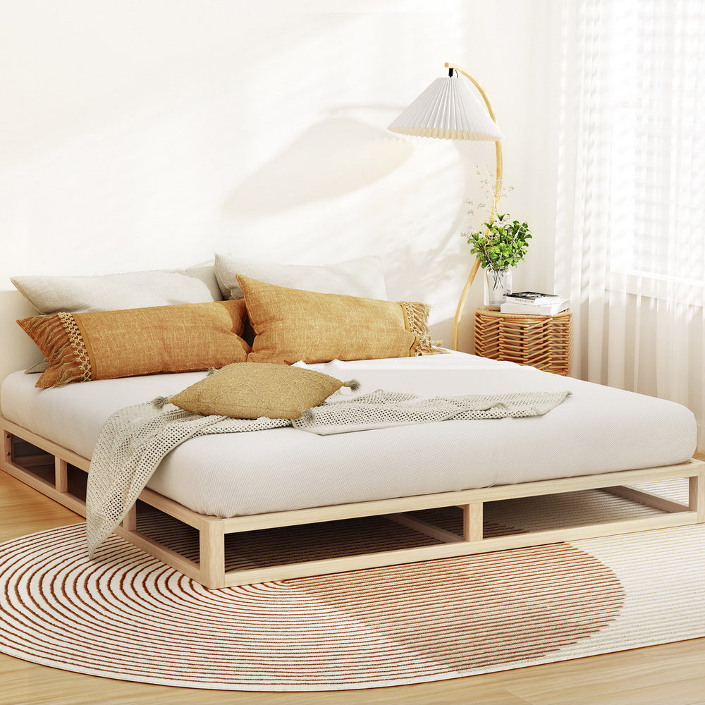 Minimalist Solid Pinewood King Bed Frame - Sturdy & Eco-Friendly Wooden Bed Base for Modern Bedrooms