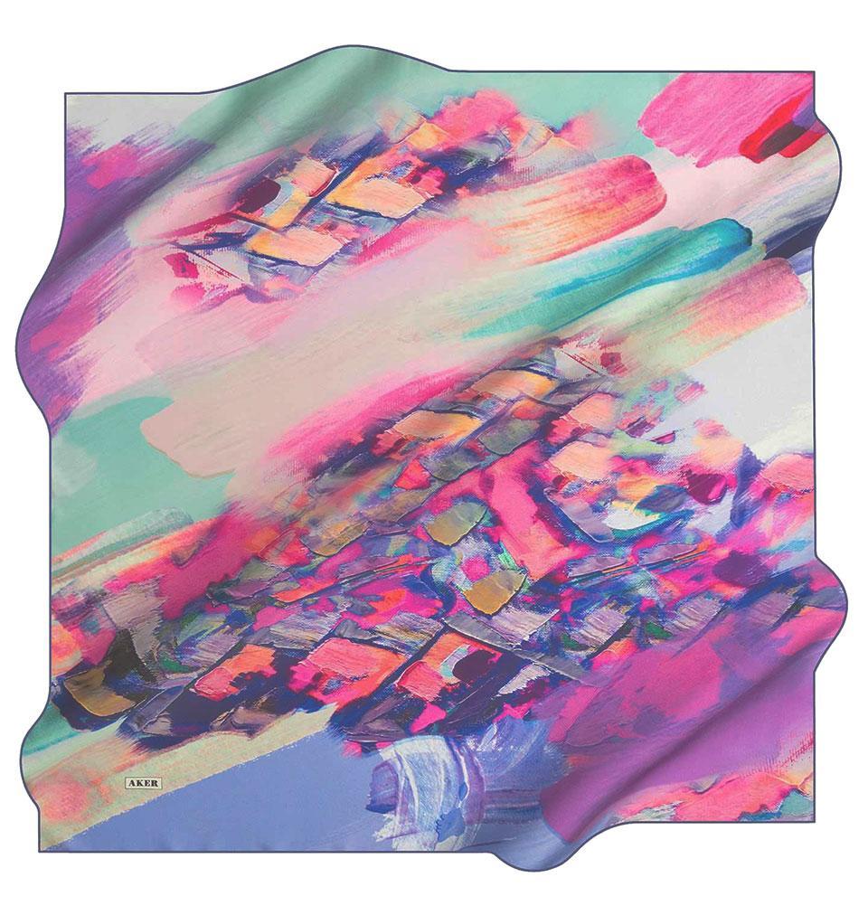 Aker Silk Cotton Patterned Square Scarf #7826 422 - Stylish Fashion Accessory for Women, Perfect for Office, Party & Everyday Wear
