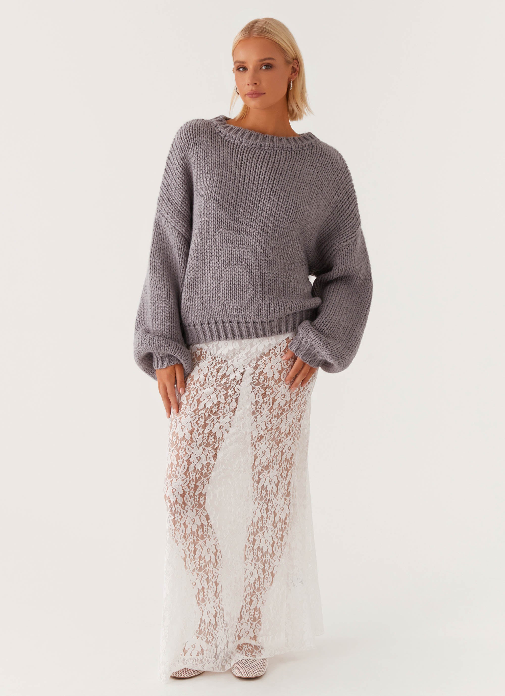 Costella Knit Sweater for Women - Soft Grey Pullover | Cozy Winter & Fall Fashion | Perfect for Casual Outfits & Layering