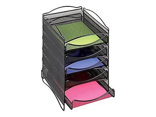 Safco 9432BL Onyx 5-Drawer Stackable Black Literature Organizer - Perfect for Office, Classroom & Home Organization