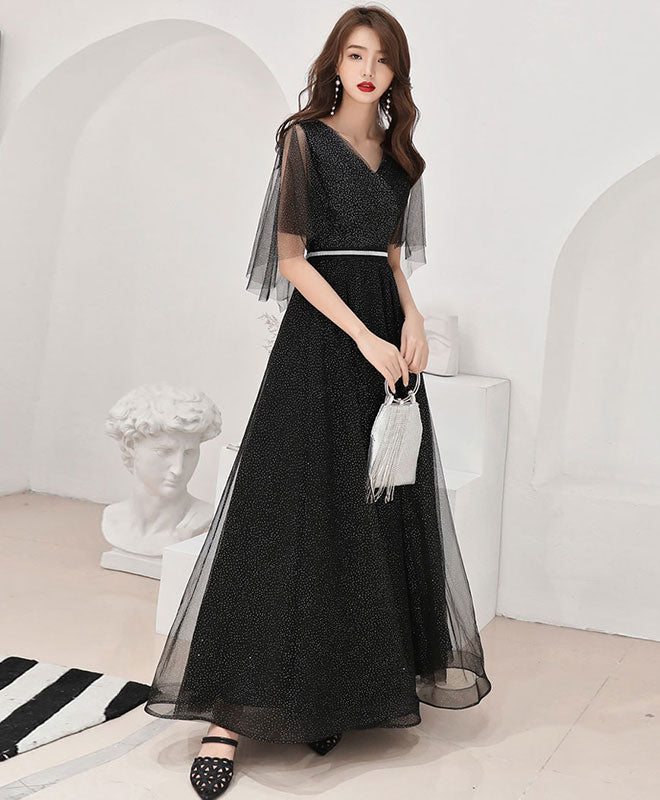 Elegant Black Tulle Long Prom Dress & Evening Gown - Perfect for Formal Dances, Galas, and Special Occasions