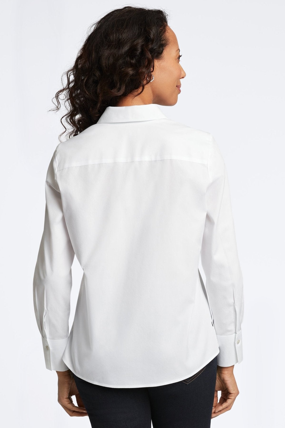 Mary No Iron Pinpoint Long Sleeve Shirt for Women - Wrinkle-Free Office Blouse - Perfect for Business Casual & Professional Workwear