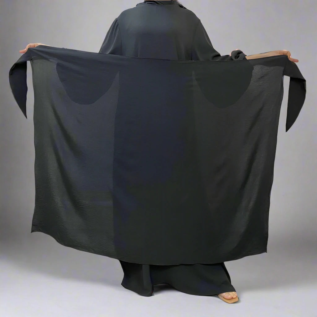 Elegant Solid Color Muslim Women's Abaya Dress with Mid Wrap - Modest Islamic Prayer Dress for Daily Wear & Special Occasions