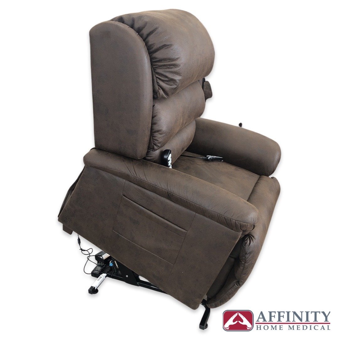 RELAXER PR 766 MaxiComfort Bourbon Microsuede Recliner with Heating & Massage Functions + Footrest Extension - In Stock - Perfect for Living Room, Home Theater, and Relaxation Spaces