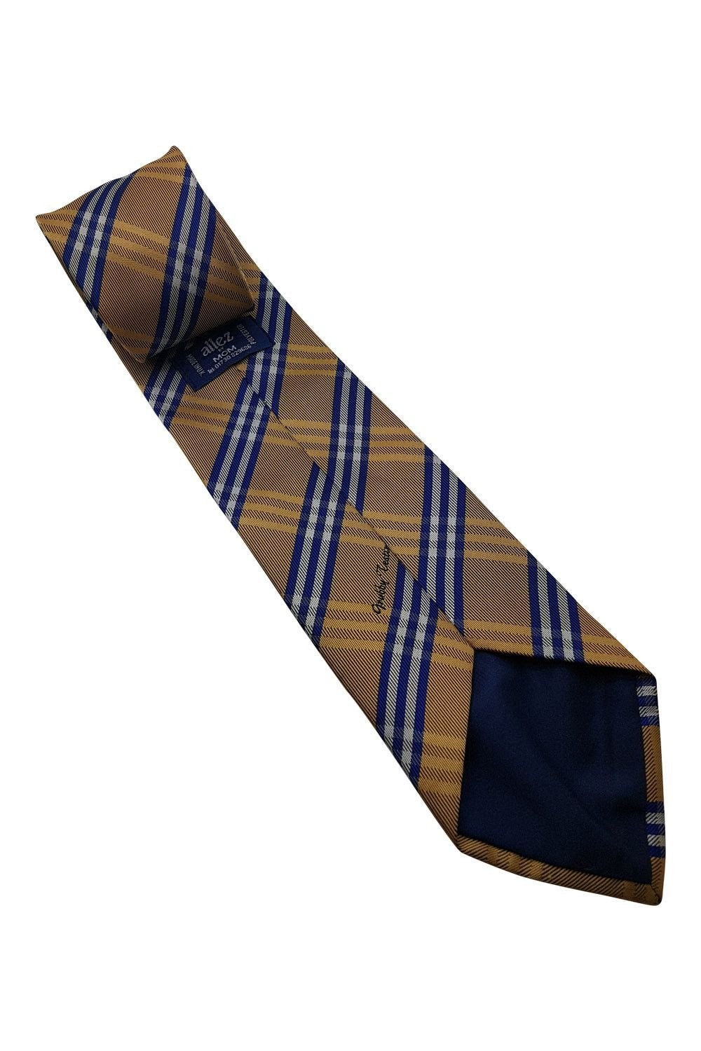 ALLEZ Sussex County Cricket Club Gold & Blue Check Tie - Premium Polyester Necktie for Men - Perfect for Cricket Matches, Weddings & Formal Events