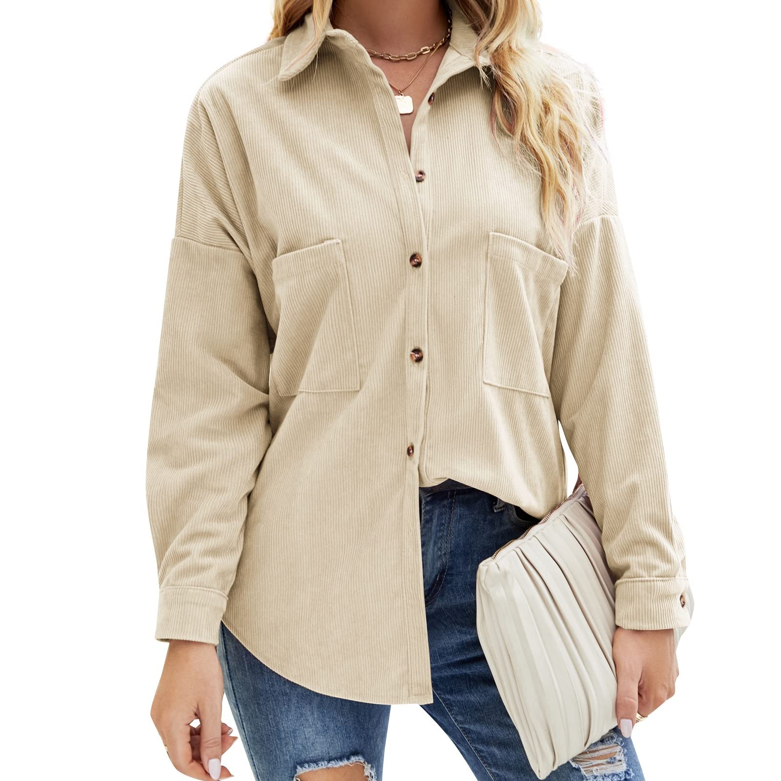 NORTEK Women's Corduroy Button Down Shirt - Long Sleeve Casual Blouse for Work, Office & Fall Outfits | Comfortable & Stylish Tops for Everyday Wear