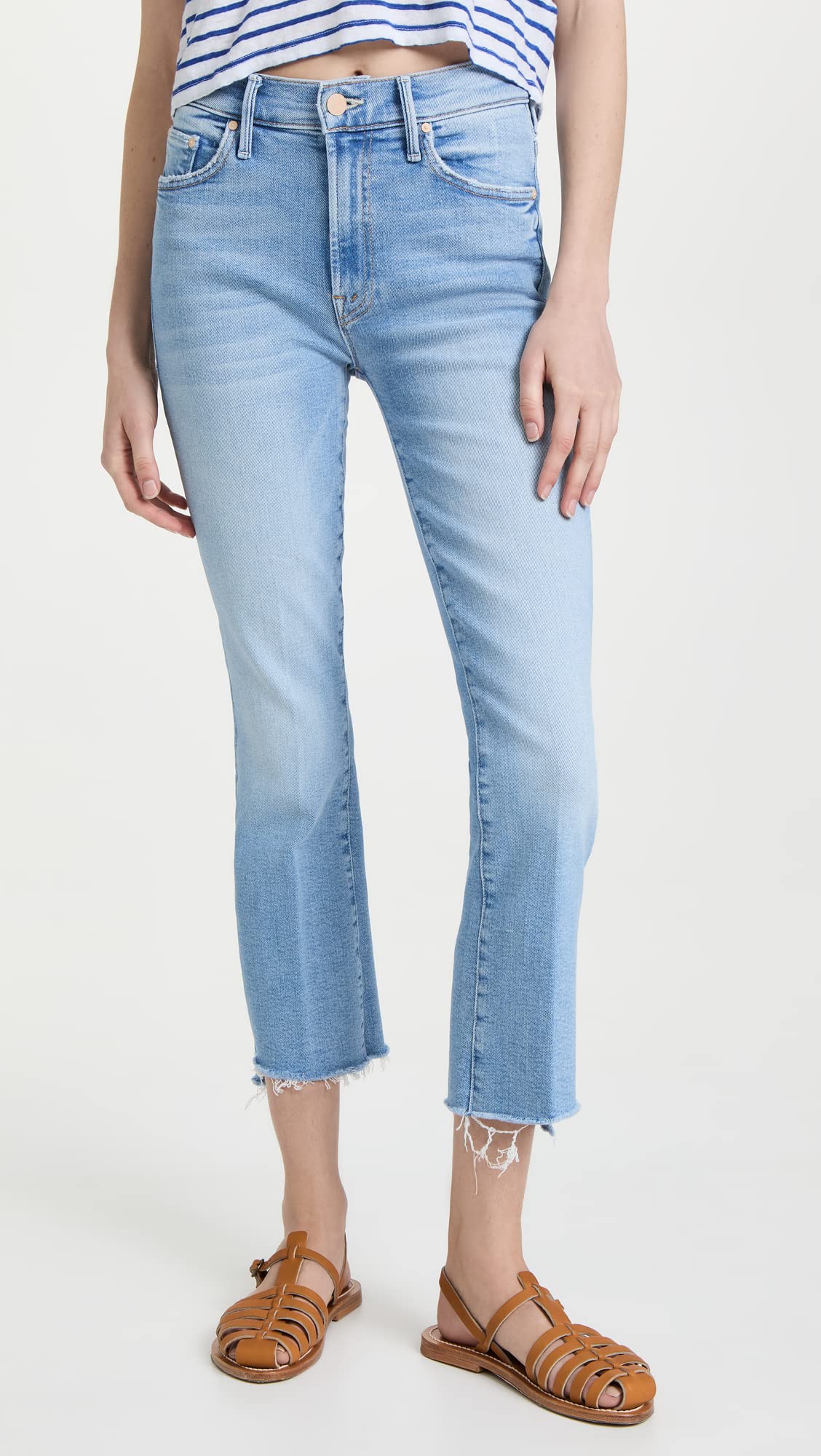 MOTHER Women's The Insider Crop Jeans - High Waist Distressed Denim Pants for Casual Outfits & Street Style | Perfect for Daytime Errands, Weekend Brunch & Night Out