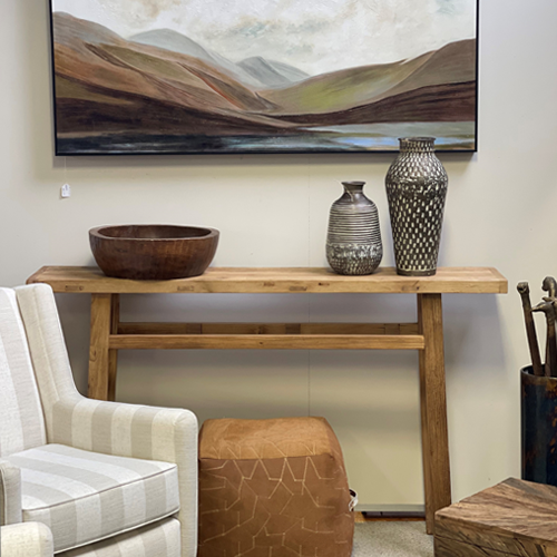 Rustic Wooden Console Table 150cm - Natural Solid Wood Entryway Table for Hallway, Living Room & Farmhouse Decor
