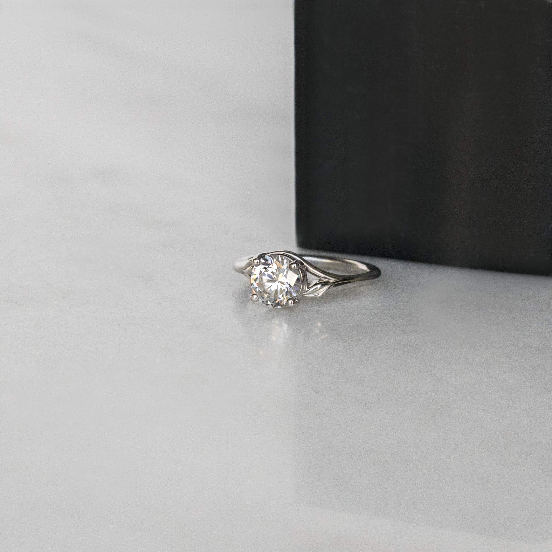1.65 CT Round Cut Colorless Moissanite Engagement Ring Wedding Bridal Set - Diamond Alternative Solitaire Halo Ring in 14K Gold or Sterling Silver - Perfect for Proposals, Anniversaries & Bridal Jewelry | Siyaa Gems