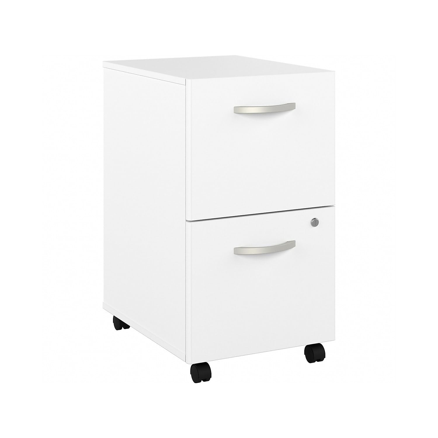 Bush Business Furniture Hybrid 2-Drawer Mobile File Cabinet - White, Assembled for Office Storage & Organization | Perfect for Home Office, Corporate Workspace & Document Filing