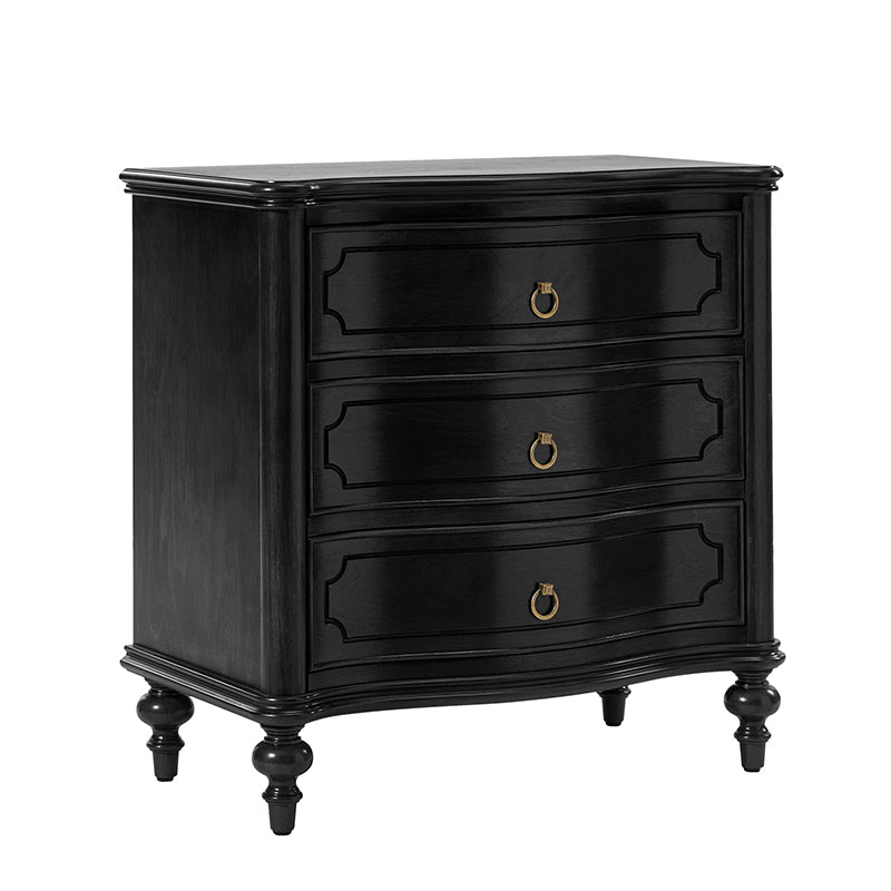 Bernhard 3 Drawer Traditional Nightstand with USB Outlets - Solid Wood Bedside Table for Bedroom, Living Room & Office - Charging Station & Storage Cabinet