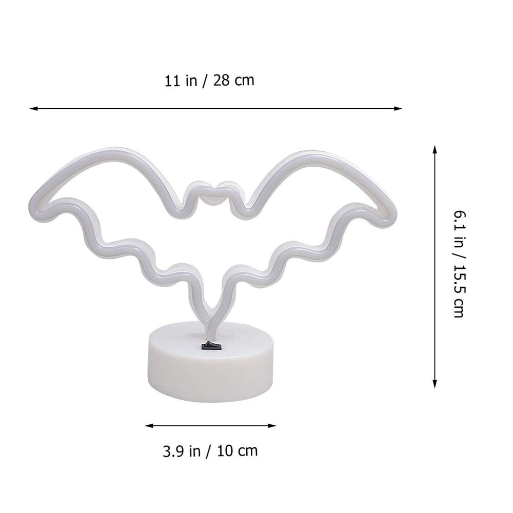 ENUOLI Pink Bat Neon Light - LED Cute Bat-Shaped Night Light with USB/Battery Power & Base Stand - Bright Table Lamp for Kids Room, Living Room, Wedding & Birthday Party Decor - Perfect for Halloween, Nursery Lighting & Gift Giving