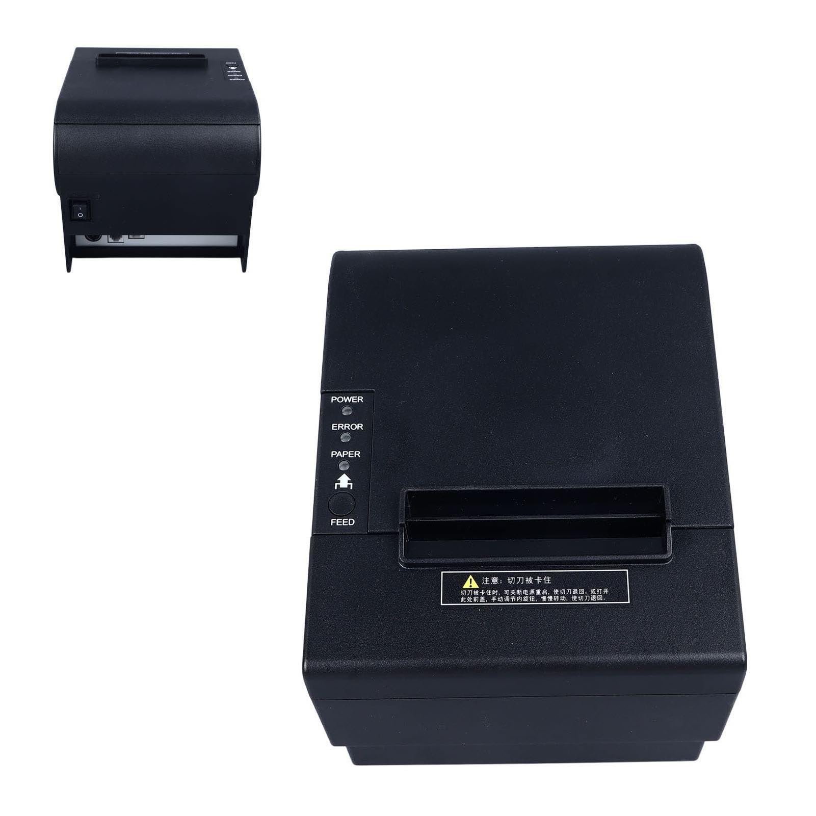 Syrisora 80mm Thermal POS Printer - USB & Bluetooth Receipt Printer for Restaurant, Kitchen, Retail with Auto Cutter - 100-240V US Plug - Ideal for Fast Food, Coffee Shops & Small Businesses