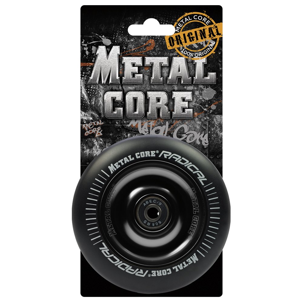 METAL CORE Freestyle Scooter Wheels - 100mm Radical Black Wheels for Professional Tricks & Stunts | Perfect for Park, Street & Competition Riding
