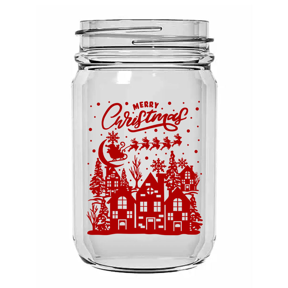 BarConic 12 oz Mason Jar Glassware Set - Christmas Collection with Multiple Design Options - Perfect for Holiday Gifts, DIY Crafts & Home Decor