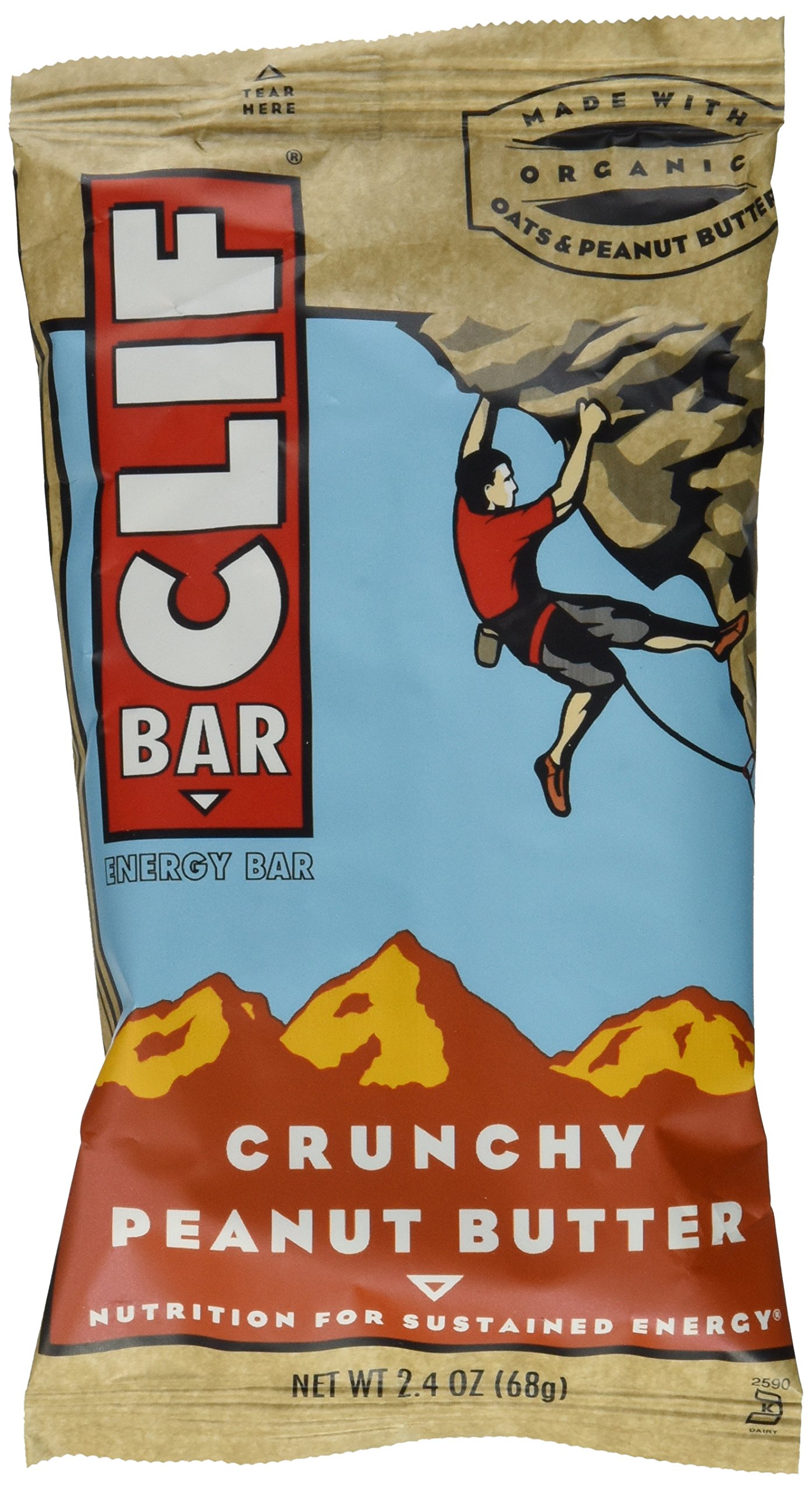 Clif Bar Organic Crunchy Peanut Butter Energy Bar - 2.4oz (12 Pack) | High Protein Snack for Hiking, Camping & Workouts | Vegan & Gluten-Free
