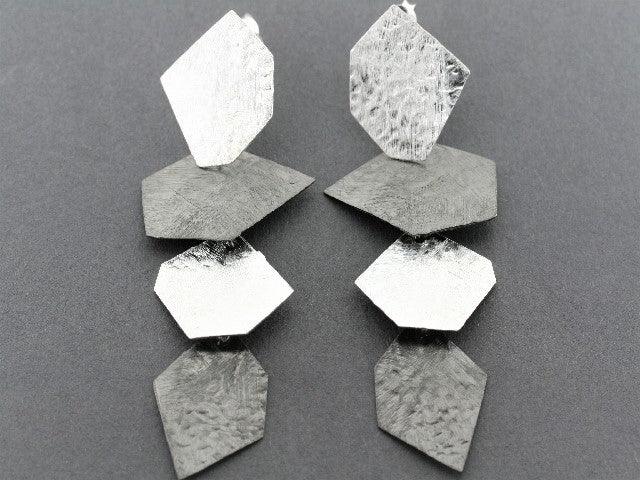4-Piece Silver & Oxidized Shard Earrings Set – Boho Chic Jewelry for Women, Perfect for Parties, Weddings & Everyday Wear