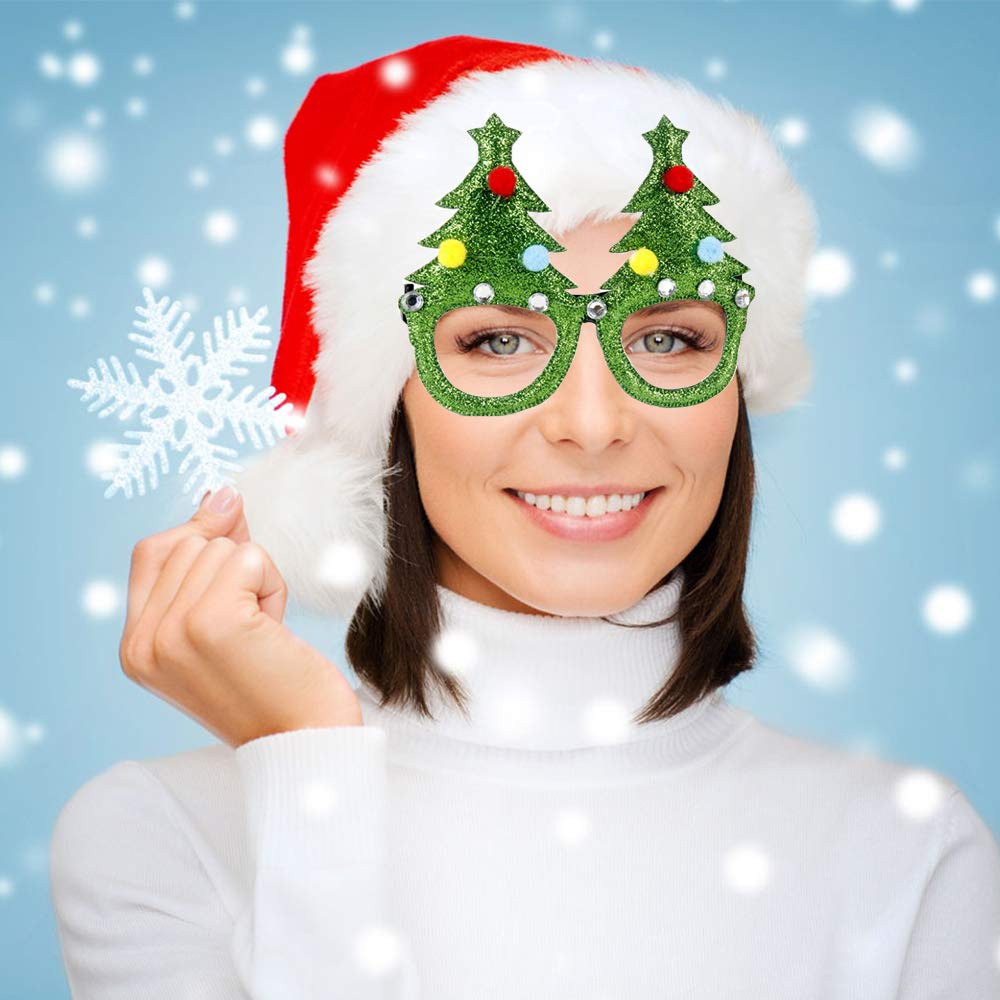 Festive Christmas Party Glasses - Merry Xmas Reindeer & Santa Hat Eyewear for Holiday Celebrations - Perfect for Christmas Parties, Office Events & Family Gatherings