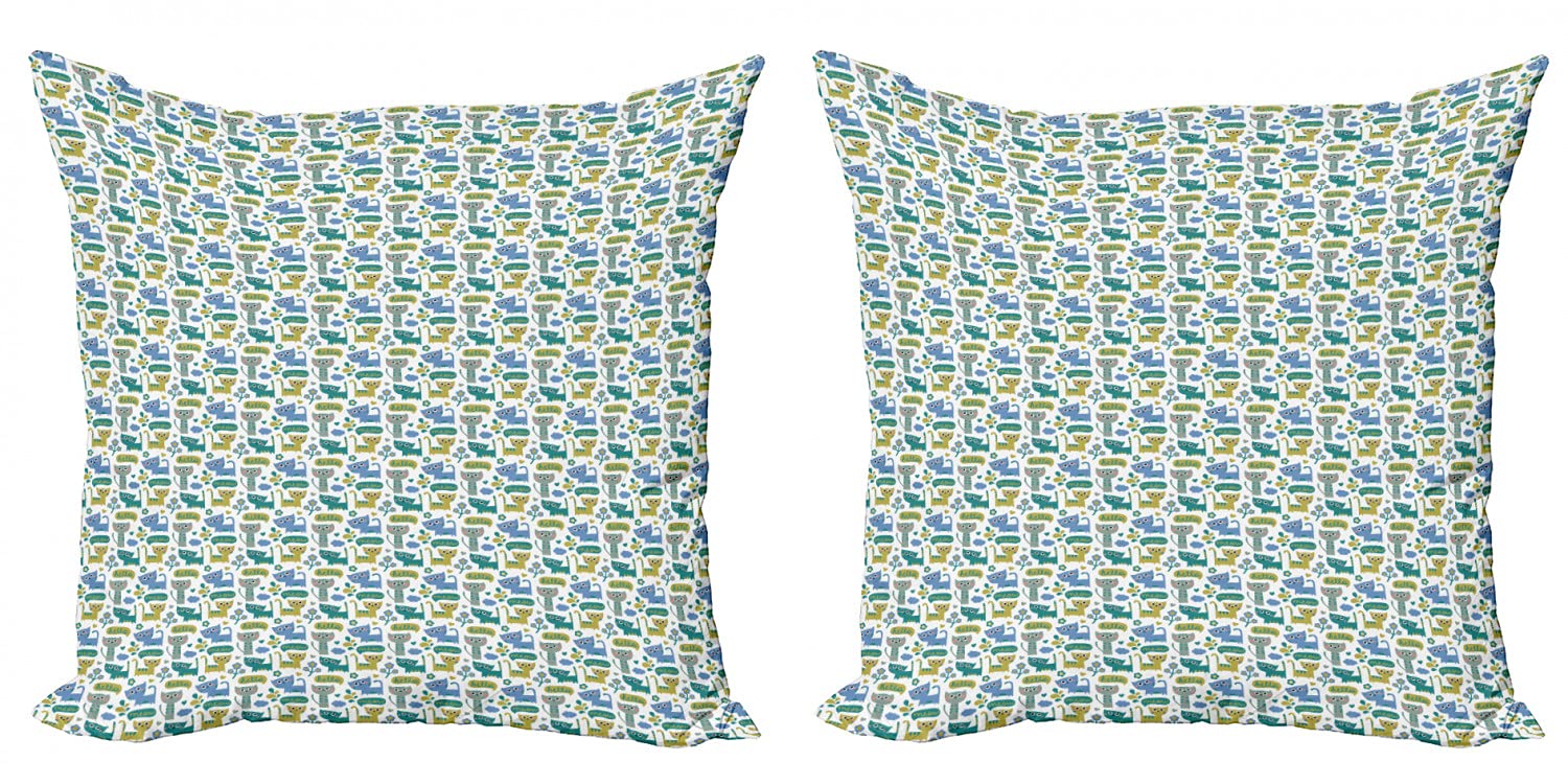 Ambesonne Cat Throw Pillow Covers 2 Pack - 24