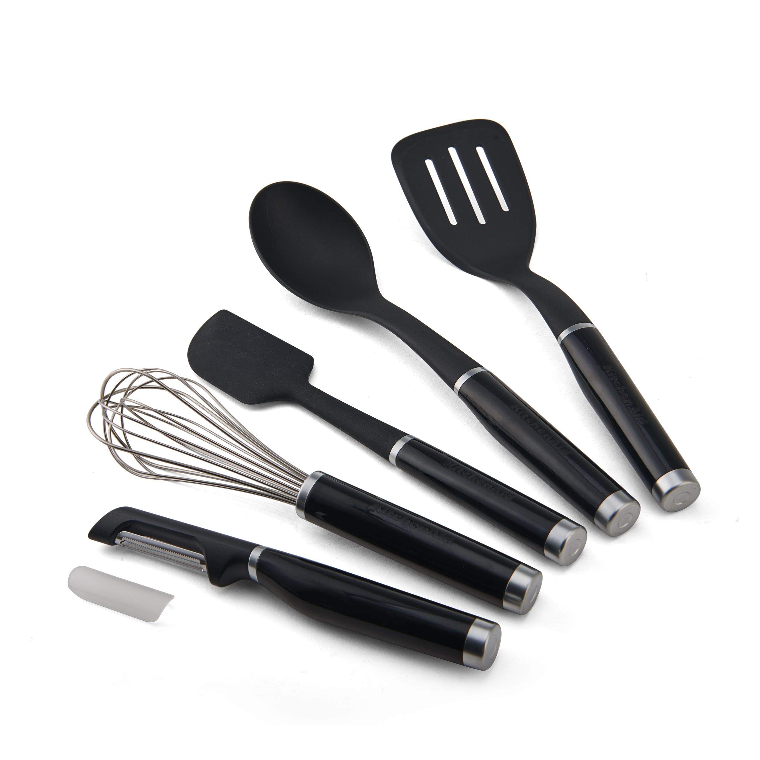 KitchenAid 15-Piece Classic Kitchen Tool and Gadget Set in Black - Essential Cooking Utensils for Baking, Grilling & Food Prep