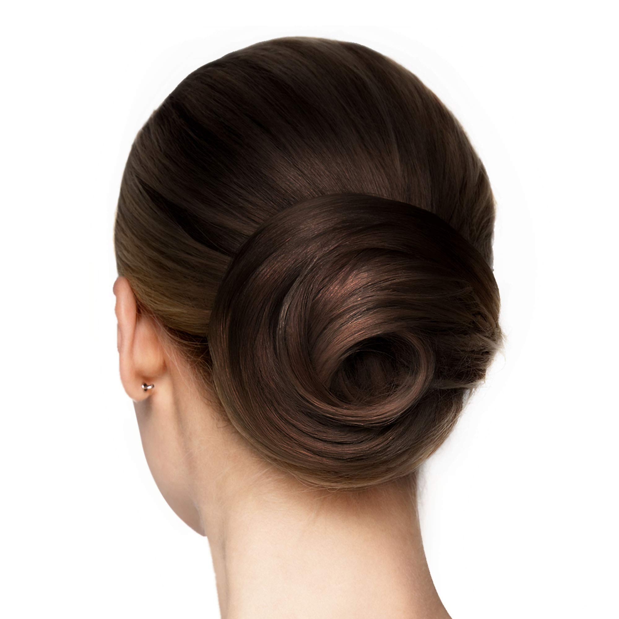 Perfect Hair Bun Maker for Short & Thin Hair - Real Human Hair Extension, Dark Brown | Easy Fake Hair Buns & Donut Mesh | Great for Weddings, Cosplay & Daily Styling